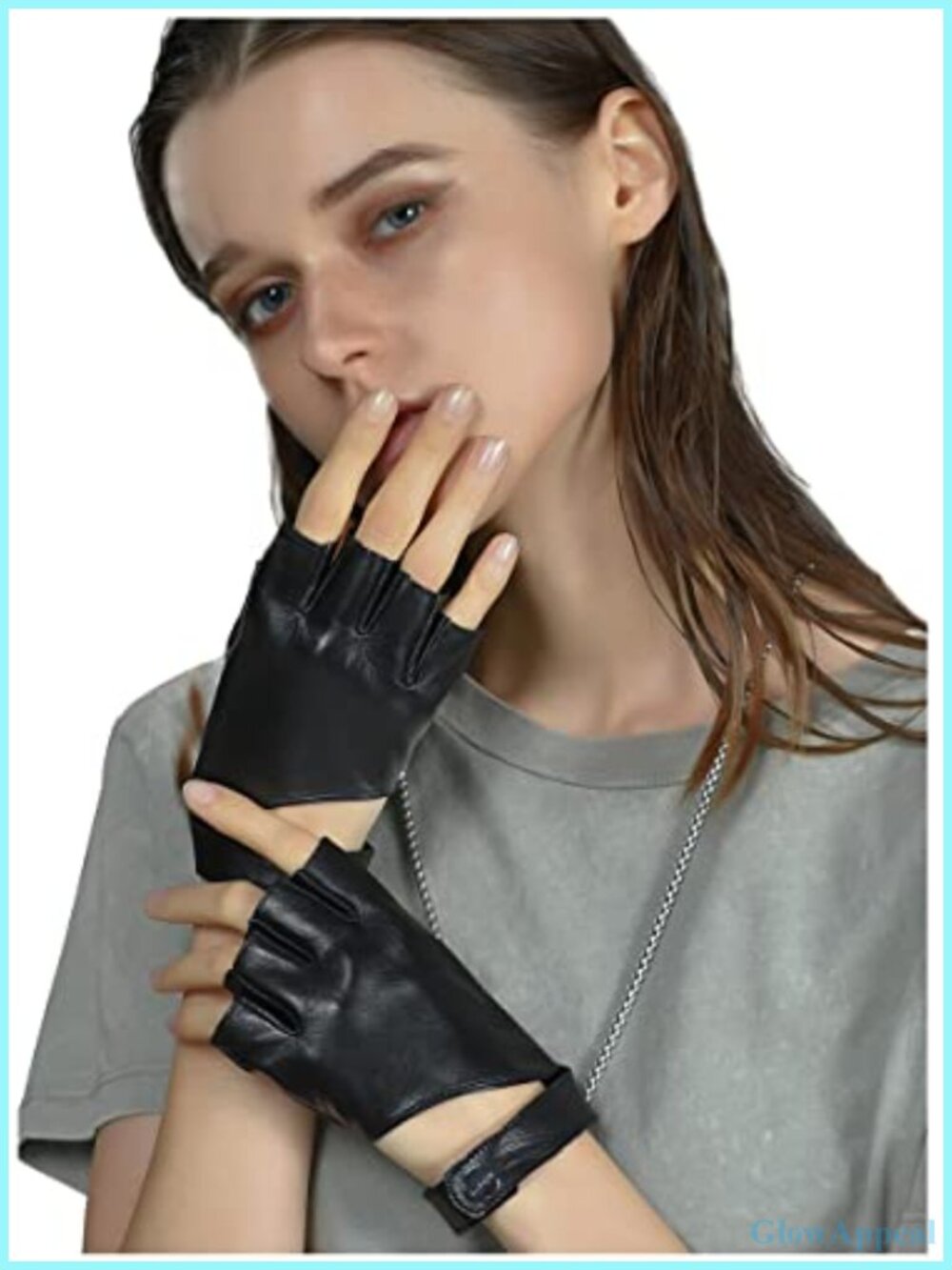 Genuine Sheepskin Fingerless Leather Gloves Driving Motorcycle Unlined Half